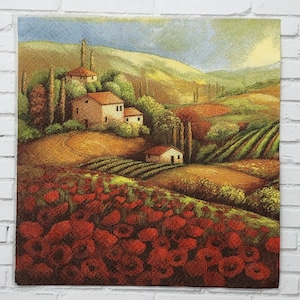 Papierservietten für Decoupage, Kartenherstellung, Mixed Media, Country-Szene, Mohnblume