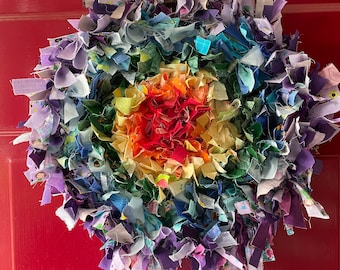 Rainbow Rag Wreath