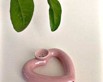 Ceramic cute heart pink pipe