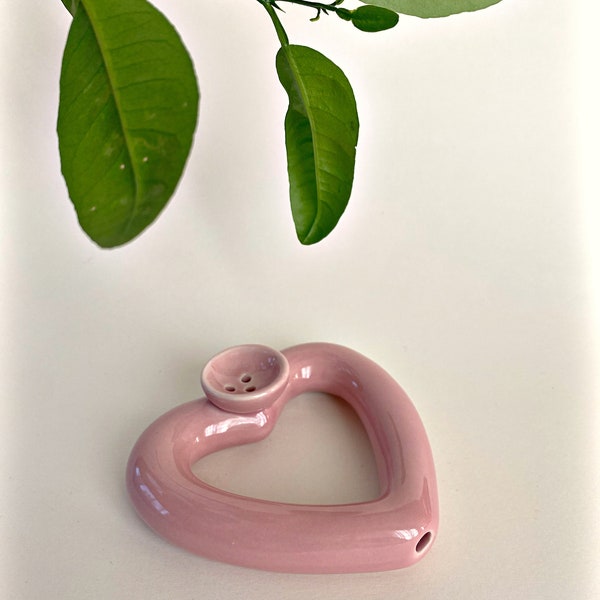 Ceramic cute heart pink pipe