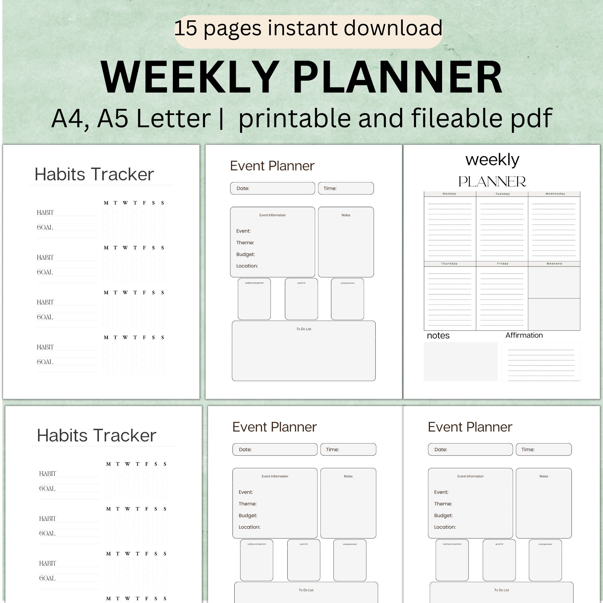 Weekly Planner, Printable, to Do List, Weekly Schedule and Boost ...