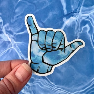 Shaka Surf Waterproof Vinyl Sticker Hang Loose Decal Water bottle Laptop sticker Car Bumper Sticker Window Wall Yeti