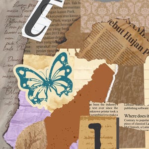 Descargas digitales de papel marrón rasgado: 23 imágenes de escritura vintage, diarios basura originales para scrapbooking y libros de pegamento.