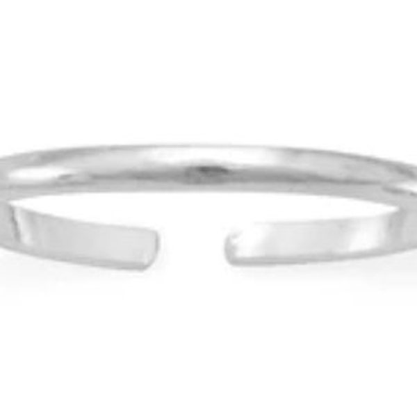 Slank ontwerp Sterling zilveren verstelbare verstelbare teenring, magere band zilveren teenring