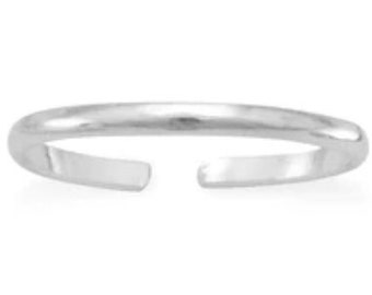 Slim Design Sterling Silver Adjustable Adjustable Toe Ring, Skinny Band Silver Toe Ring