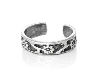 Sterling Silver Flowers All Around Adjustable Toe Ring