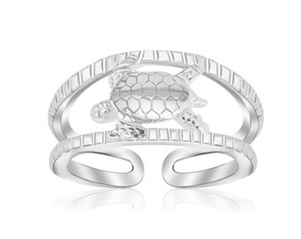 Silver Turtle Toe Ring, The Turtle Sterling Silver Intricate Adjustable Toe Ring