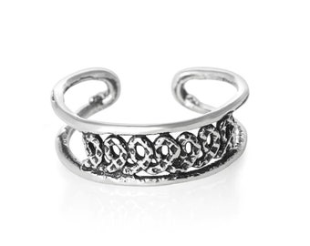 Sterling Silver Yarn Doodle Design Adjustable Toe Ring