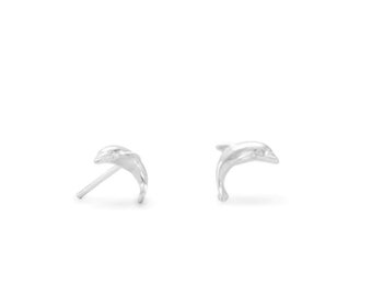 Dolphin Sterling Silver Stud Earrings, Dolphin Silver Studs