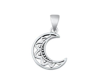 Crescent Moon Sterling Silver Pendant