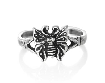 Sterling Silver Beautiful Butterfly Adjustable Toe Ring