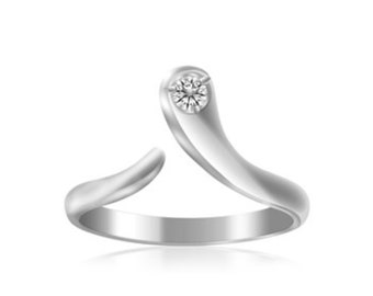 Cubic Zirconia Silver Toe Ring, Sterling Silver Open Toe Ring