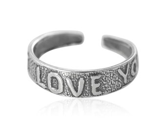 Sterling Silver "I LOVE YOU" Adjustable Toe Ring