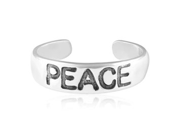 Sterling Silver "PEACE" Adjustable Toe Ring