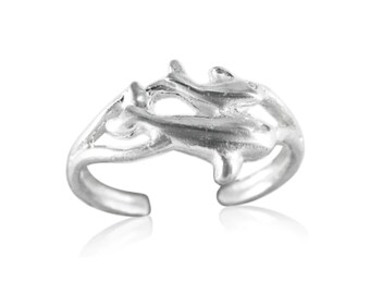 Sterling Silver Two Dolphins Adjustable Toe Ring