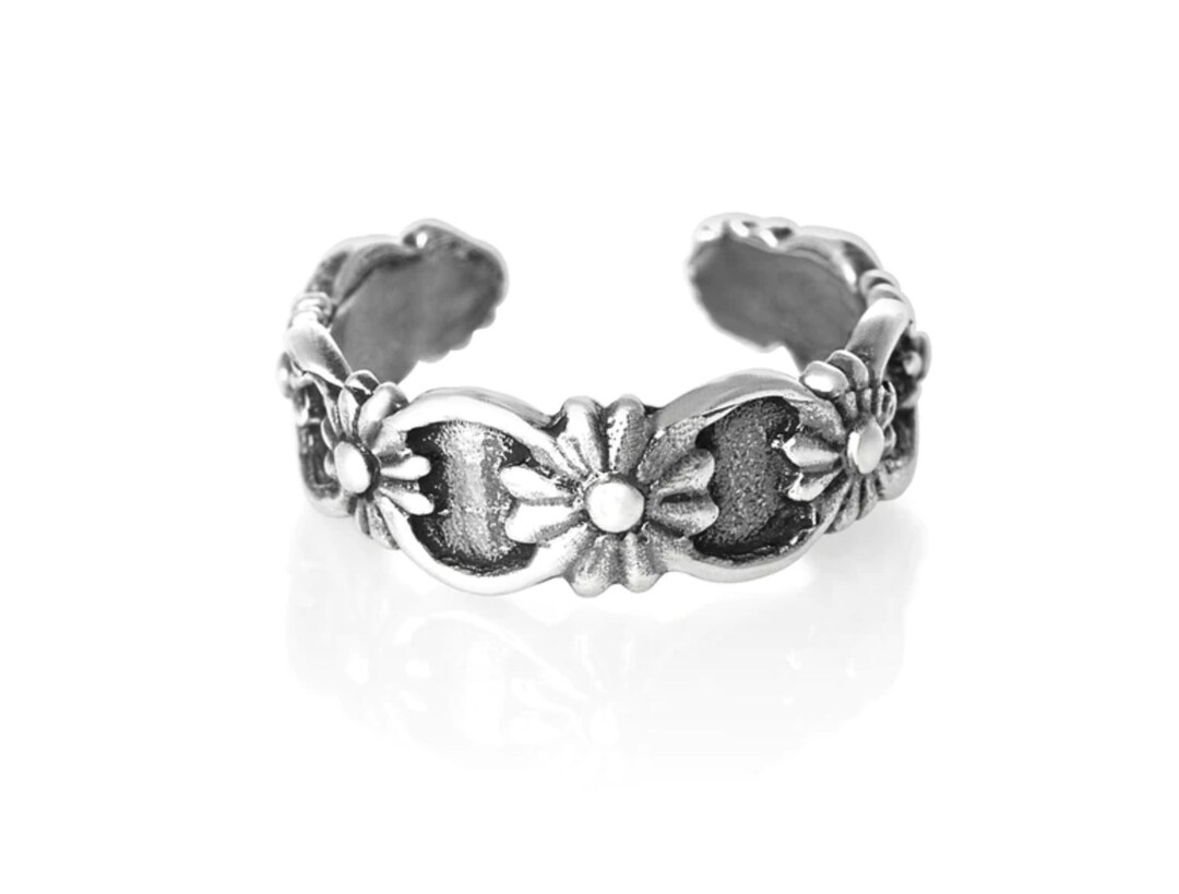 Sterling Silver Multi Flower Design Adjustable Toe Ring Etsy