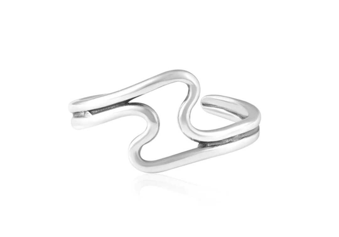 Sterling Silver Wave Design Toe Ring Etsy
