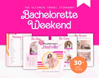 Hot Pink Bachelorette Weekend Planner: Disco Barbie Theme (Editable Canva Template)