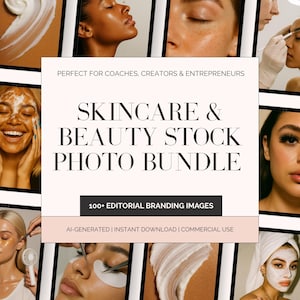 Beauty + Skincare Stock Photo Bundle | 100+ High-Res Esthetician, Facial, Wellness and Spa Images for Marketing, Social Media, Branding