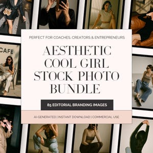 85 Aesthetic Cool Girl Biz Launch Stock Photos | Faceless Branding Images | Digital Marketing Bundle | MRR PLR | Instagram & Reels Content