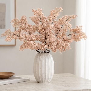 Kunstmatige bessenstelen, lange kunstmatige bessentakken voor in een vaas, rustieke woondecoratie, bruidsbloemen, tafelstuk, crèmekleurig mauve roze, 89 cm