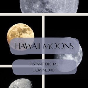 Hawaii Full Moon Photo Bundle | 5 Lunar Photos | Digital Download | Night Sky Photography