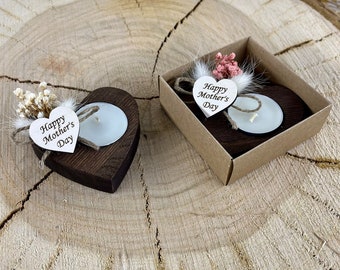 Mother's Day Candle Favors, Bulk Happy Mother's Day Gifts, Wooden Candle Holders Favors for Mother, Custom Mother's Day Party Favor