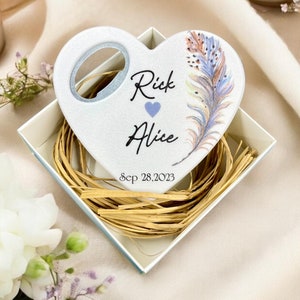 Custom Heart Magnet Bottle Opener: Personalized Wedding Favor