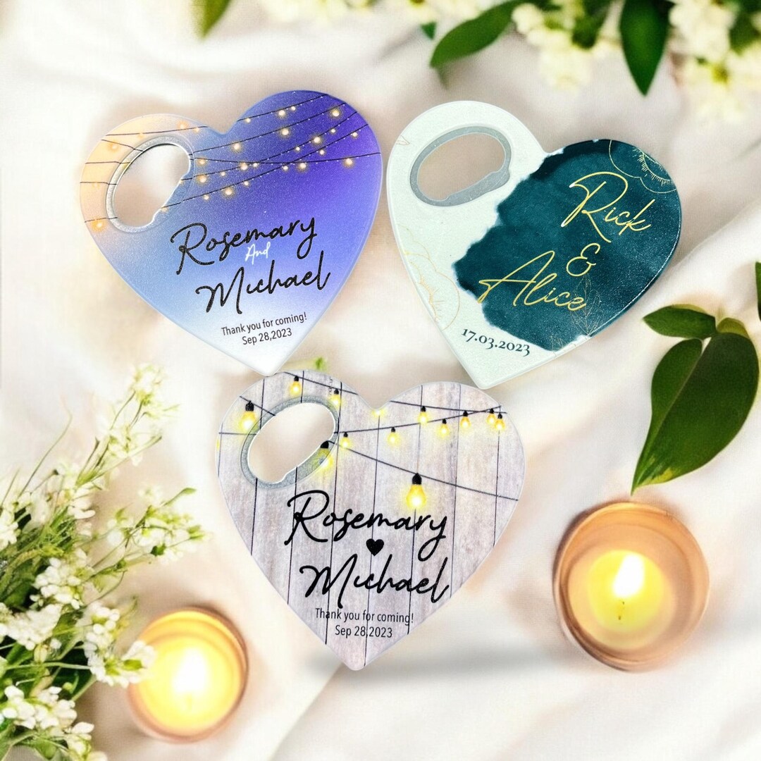 Boxed Heart Bottle Cap Opener, Custom Wedding Favor With Gift Box ...