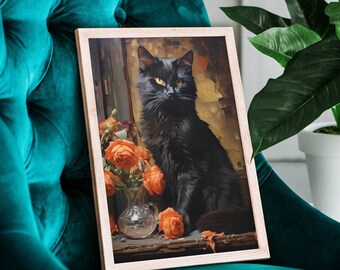 Victorian Cat Matte Vertical Art Black Cat Witch Print, Vintage  Art altered Print, Dark Academia, Gothic Victorian, Black Cat Art