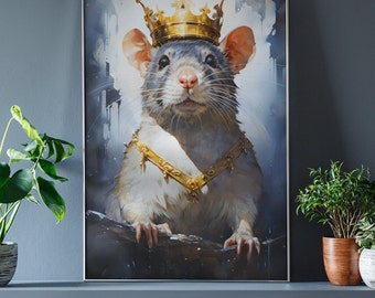 Rat King Matte Vertical Poster Rat Dark Academia Print Wall Art Rats lover gift Rat King Wall Art Decor