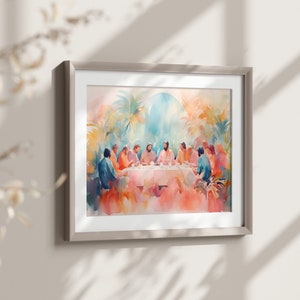 The Last Supper,  Jesus Art, Bible Wall Art, Bible  Home Decor , Watercolor Bible art, religious aquarell artwork christian art prints