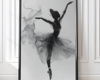 Ballerina Black & White Wall art Matte Vertical Posters Ballet Monochrome Artwork Dance Art Minimalist Dancer  Print