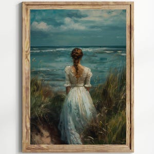 Dark Academia Print - The Sea, Goth Moody Victorian Wall Art, Dark Decor Aesthetic, Dark Cottagecore, Gothic Prints Moody art painting