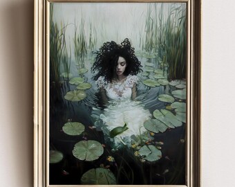 Gothic Wall Art Print: Dark Water Nymph - Moody Fantasy Decor