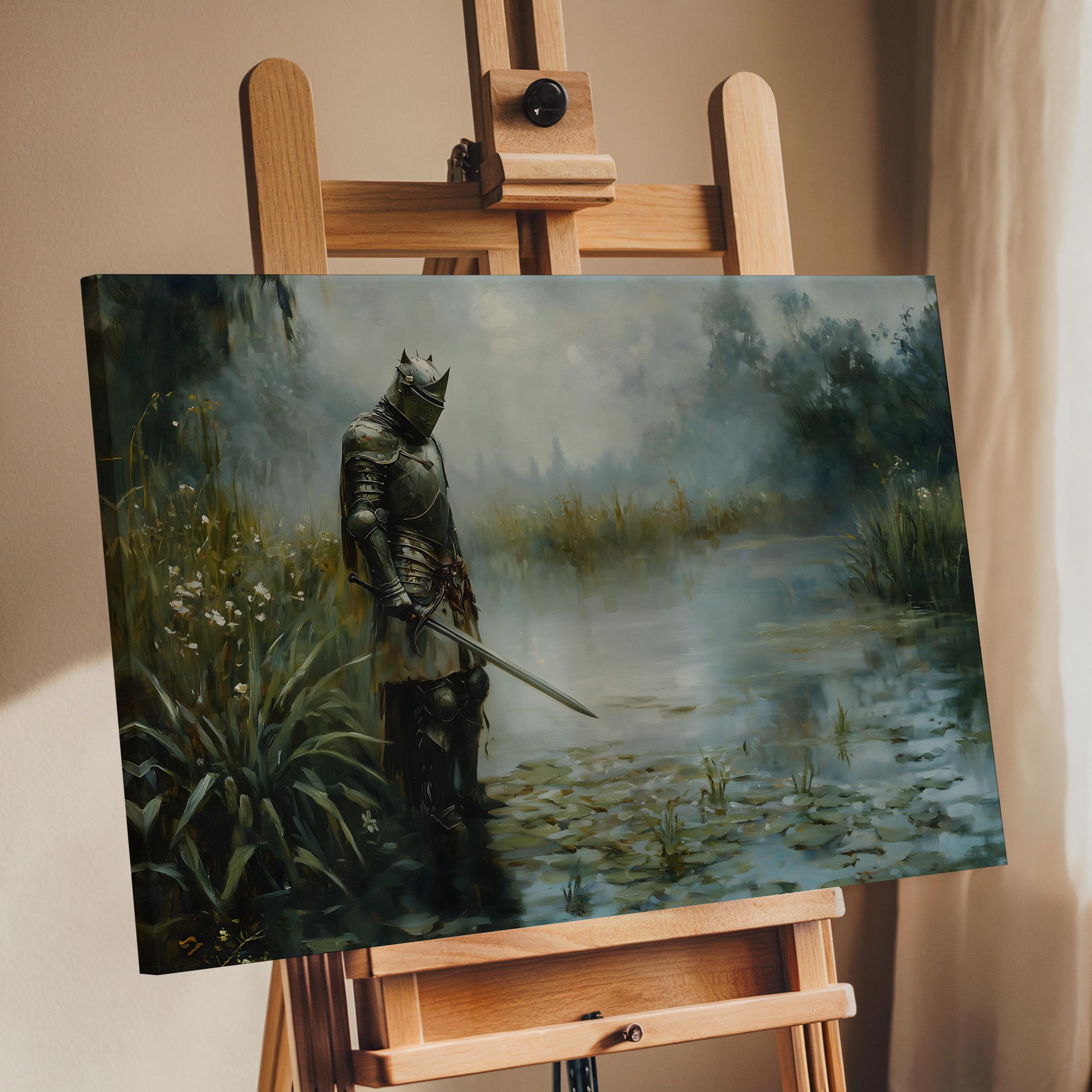 Knight by the Lake Canvas Art Print Medieval Fantasy Wall Art – Dark ...