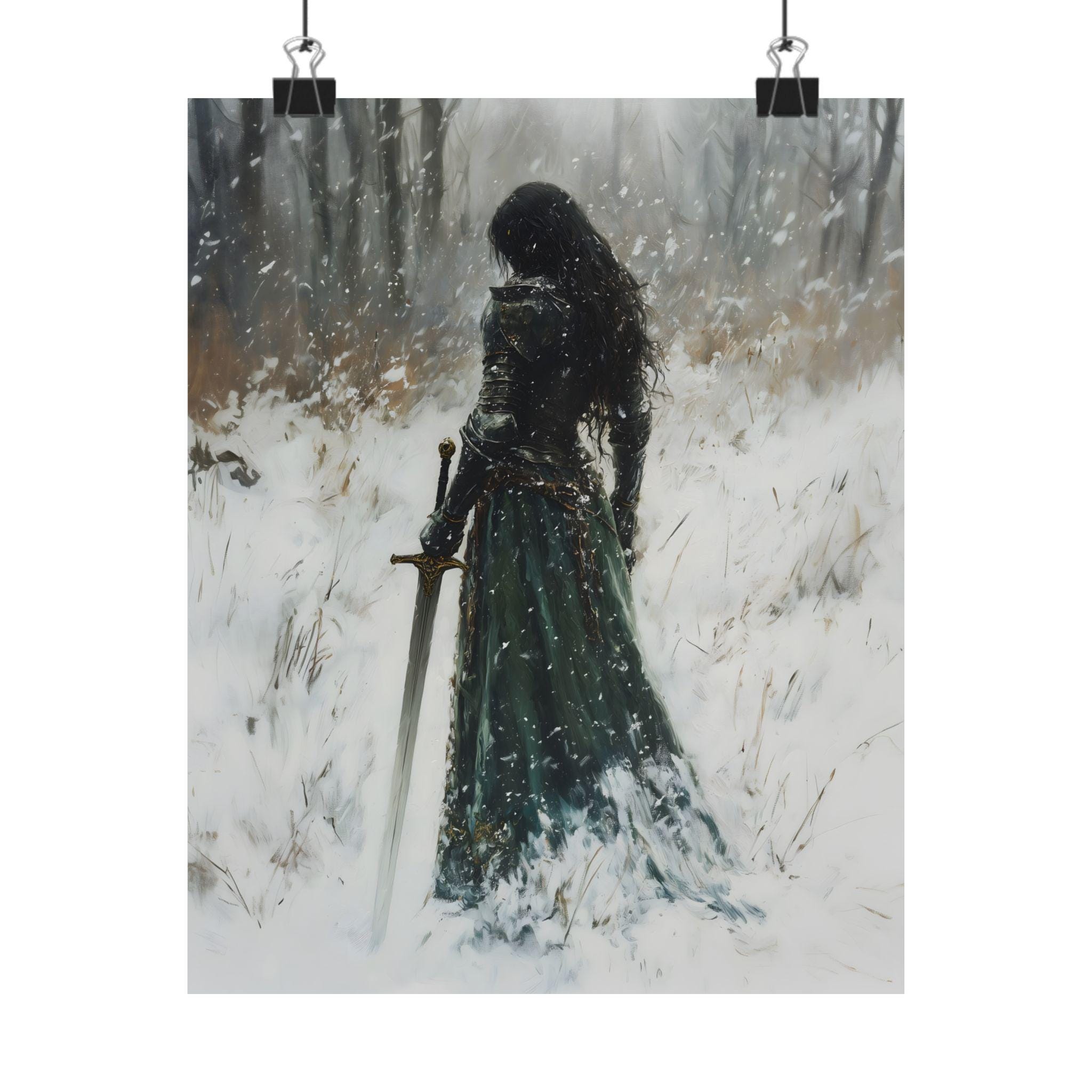 Lady Knight in the Forest Art Print, Dark Academia Wall Decor, Medieval ...