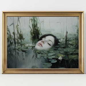 Ophelia’s Lake | Dark Academia Gothic Art Print – Moody Victorian Cottagecore Wall Decor, Dark Aesthetic , Gothic Prints