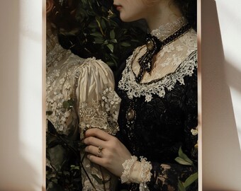 Girlfriends, Dark Academia Print - The Lake, Goth Moody Victorian Lesbian Wall Art, Dark Decor Aesthetic, Dark Cottagecore, Gothic Prints
