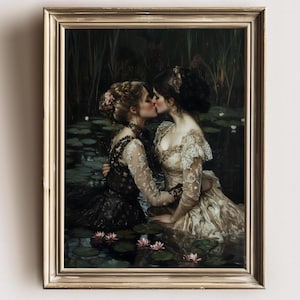 Girlfriends, Dark Academia Print - The Lake, Goth Moody Victorian Lesbian Wall Art, Dark Decor Aesthetic, Dark Cottagecore, Gothic Prints