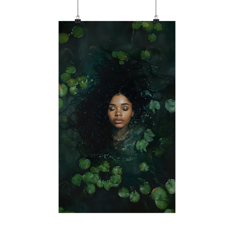 Black Queen Dark Academia Print, Goth Moody Victorian Wall Art, Dark Decor Aesthetic, Dark Cottagecore, black girl wall art painting image 8