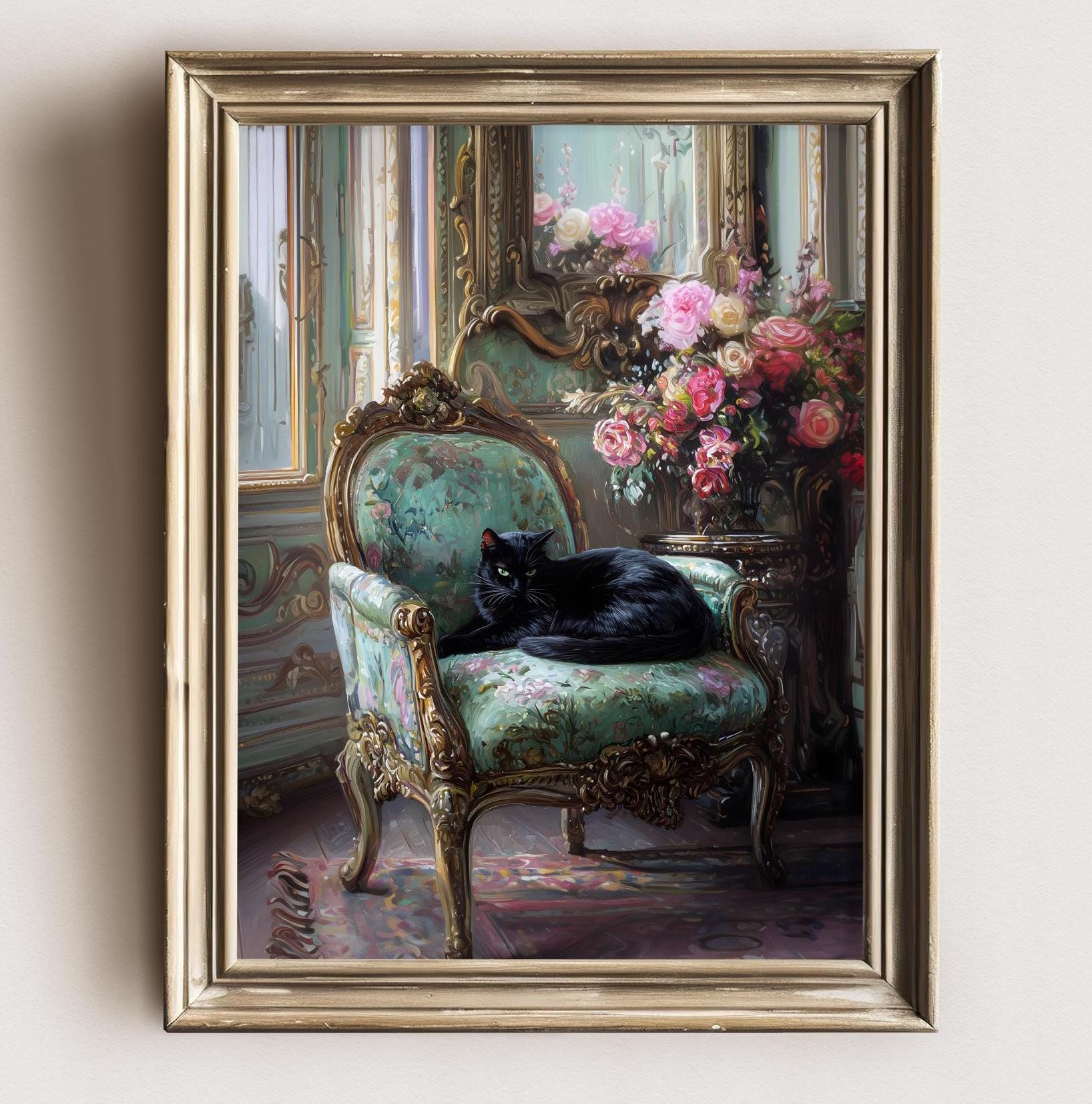 Black Cat Wall Art, Victorian Decor Dark Academia Decor Print Victorian ...