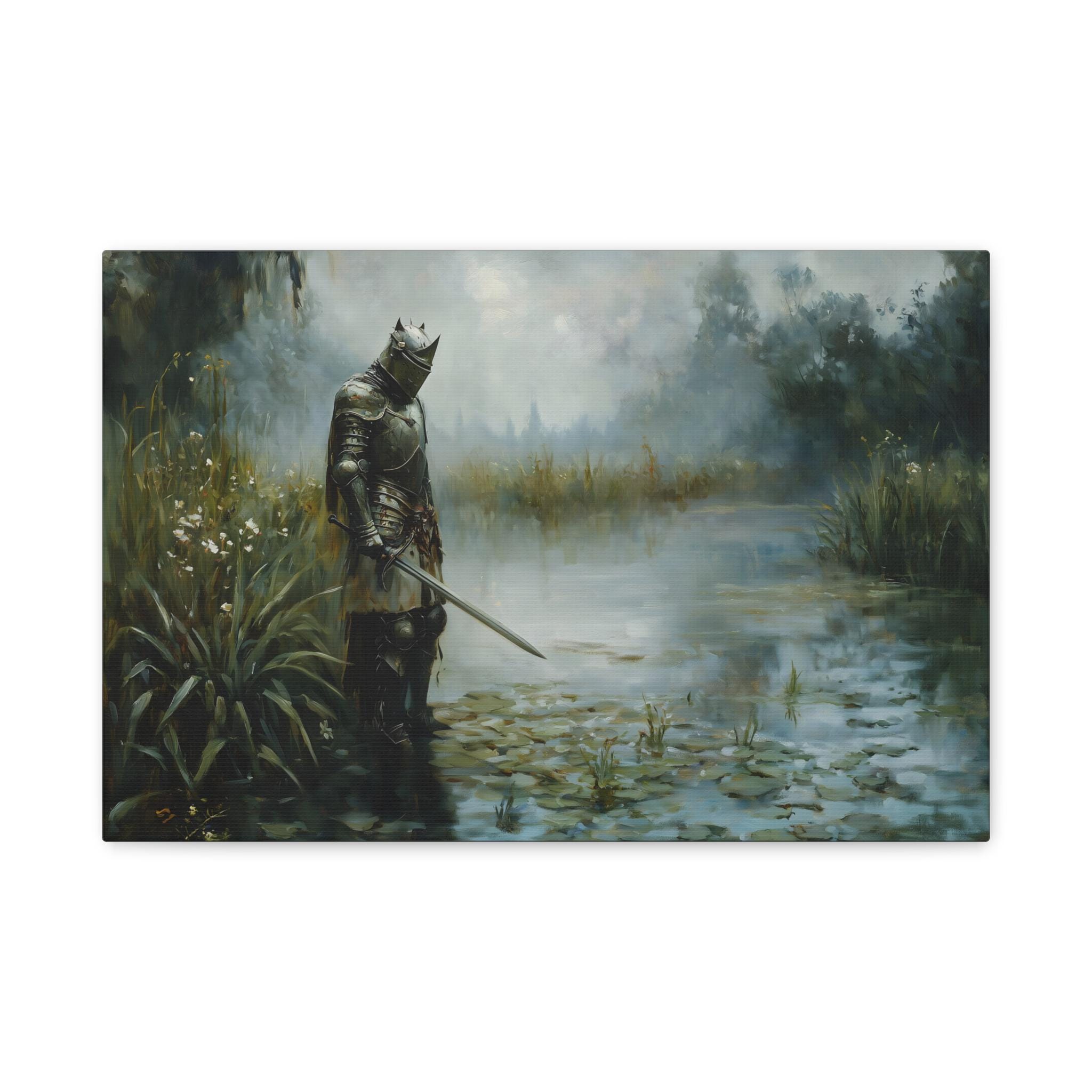 Knight by the Lake Canvas Art Print Medieval Fantasy Wall Art – Dark ...