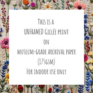 Puede incluir: Texto sobre un fondo blanco que dice: "Esta es una impresi&oacute;n gicl&eacute;e sin enmarcar en papel de archivo de calidad de museo (175 g/m&sup2;) para uso en interiores solamente."