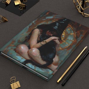 Witch and Cat Journal – Cozy Fantasy Notebook, Witchcore Diary, Magical Familiar Art, Shadow Work or Spellcrafting Journal