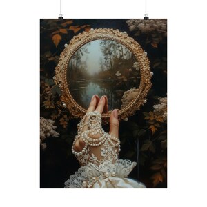 Mirror Witch Wall Art Victorian Art Poster Print, Witchy Decor, Dark Gothic Oil Painting, Dark Academia Goth Decor painting afbeelding 8