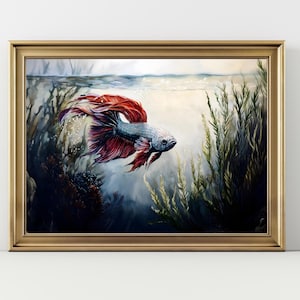 Aquarell Betta Fisch Painting Betta Fish Watercolor Print of Fish Aquarium Painting Betta Art Aquarium Lover Gift for betta fisch owner