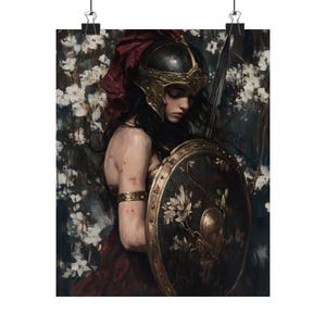 Fantasy Athena Greek Mythology Poster, Matte Vertical Wall Art Print for Mythology Fans, Mythical Home Decor, Myth Lover Gift, Vertical Bild 2