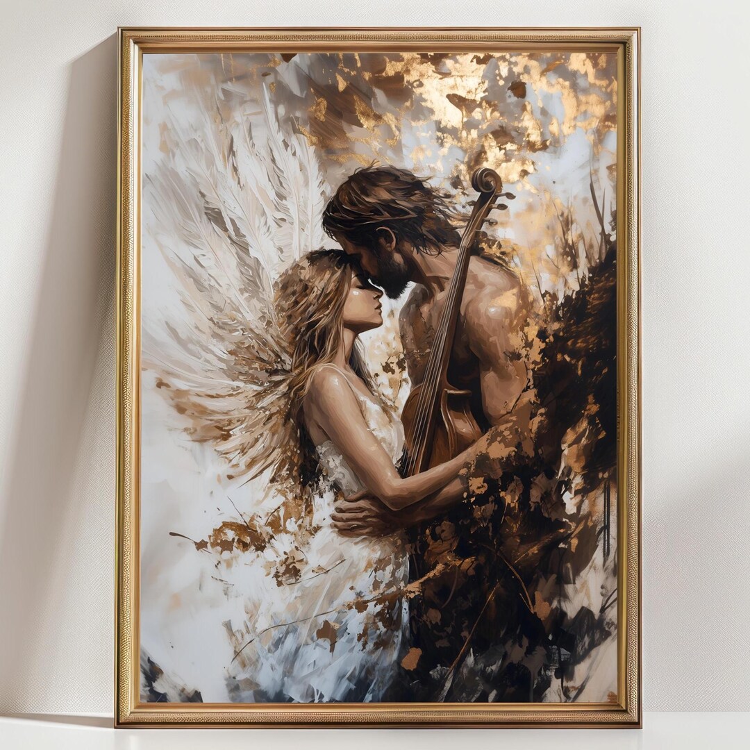 Orpheus Eurydice Print, Dark Romantic Mythology Wall Art, Angel Couple ...