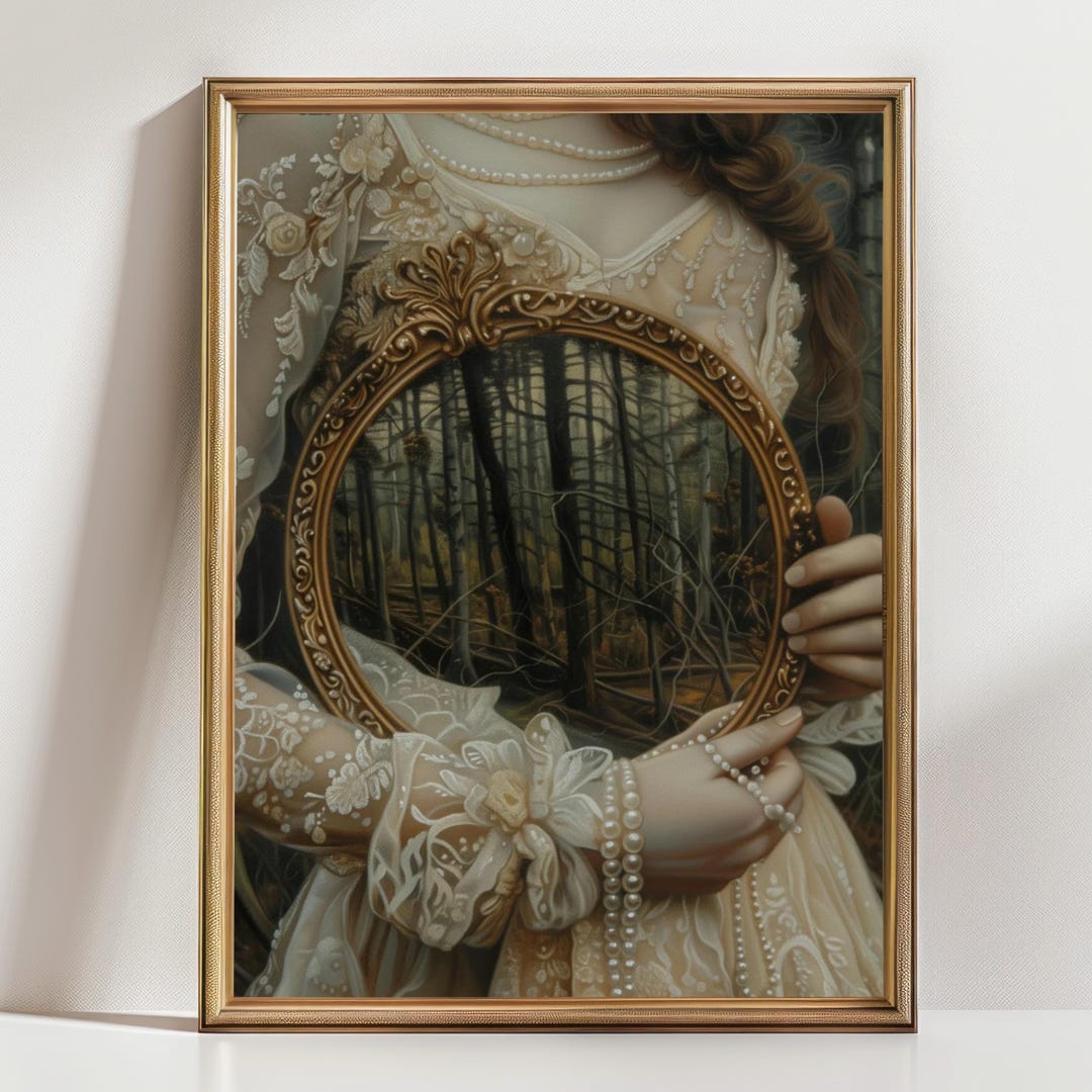 Mirror - Victorian Art Poster Print Moody Painting, Vintage Woman Print ...